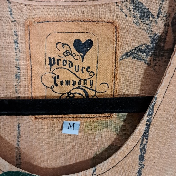 Produce Company Women‎ Linen Blend Brown Abstract Art Button Up Shirt USA M - Picture 8 of 11